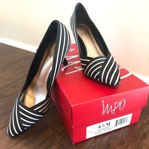 Impo Black and White Stripe Heels